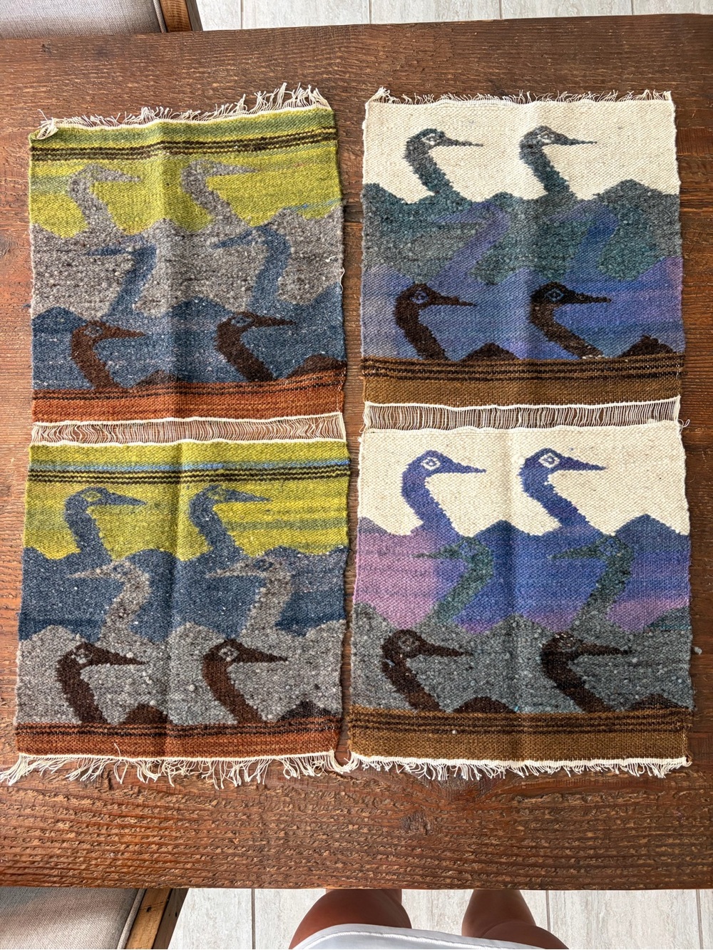 Vintage Loon Wool Tapestry Mats – Set of 2 Runners